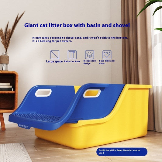 KFX-8458813 Integrated Semi Enclosed High Splash Proof Cat Litter Box in Multiple Colors