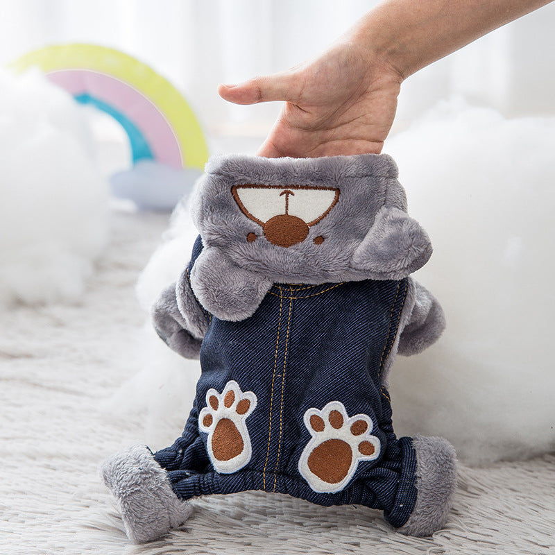 KFX-8459581 Cotton Padded Leisure Wear for Pets with Fun Paw Print Design