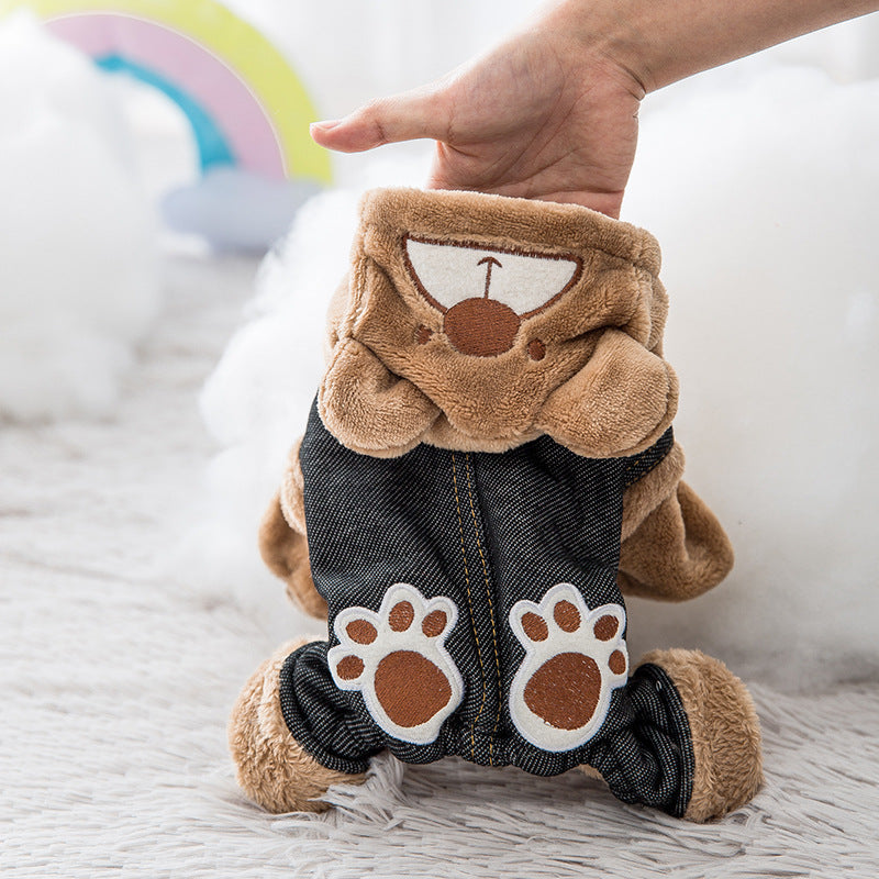 KFX-8459581 Cotton Padded Leisure Wear for Pets with Fun Paw Print Design