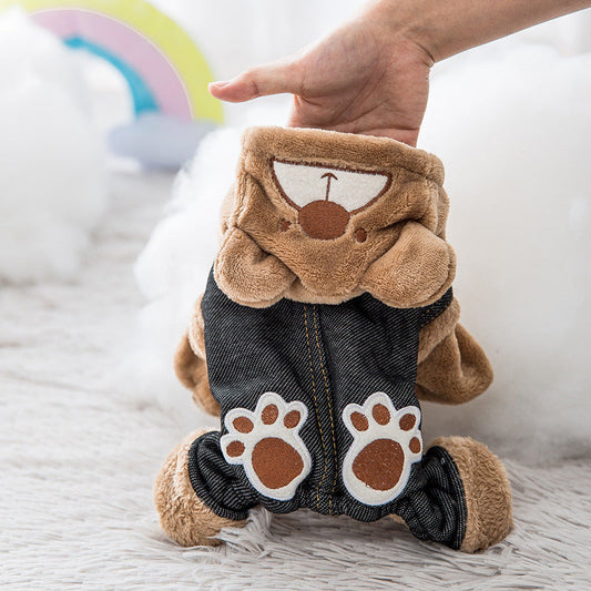 KFX-8459581 Cotton Padded Leisure Wear for Pets with Fun Paw Print Design