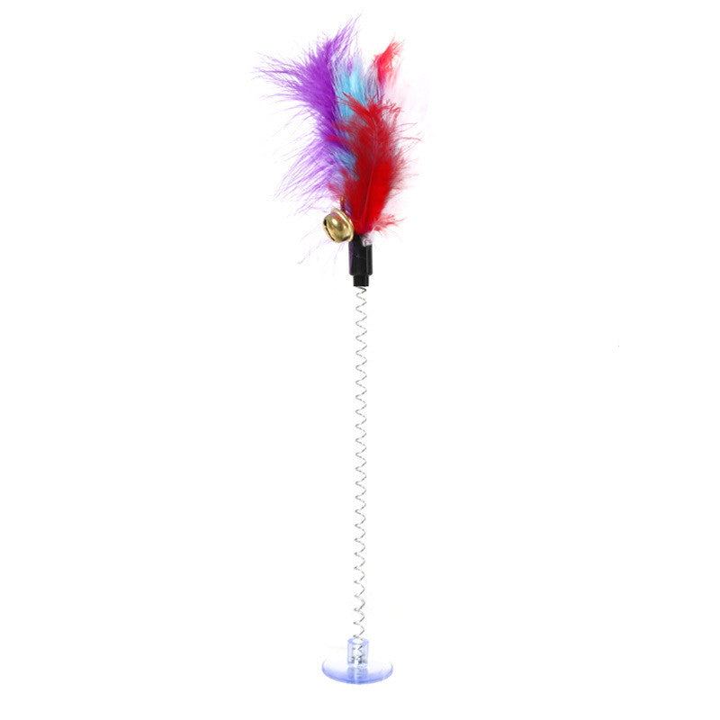 KFX-8459965 Funny Cat Toy Mouse Rod with Sucker and Spring - Interactive Plush Feather Toy for Kittens
