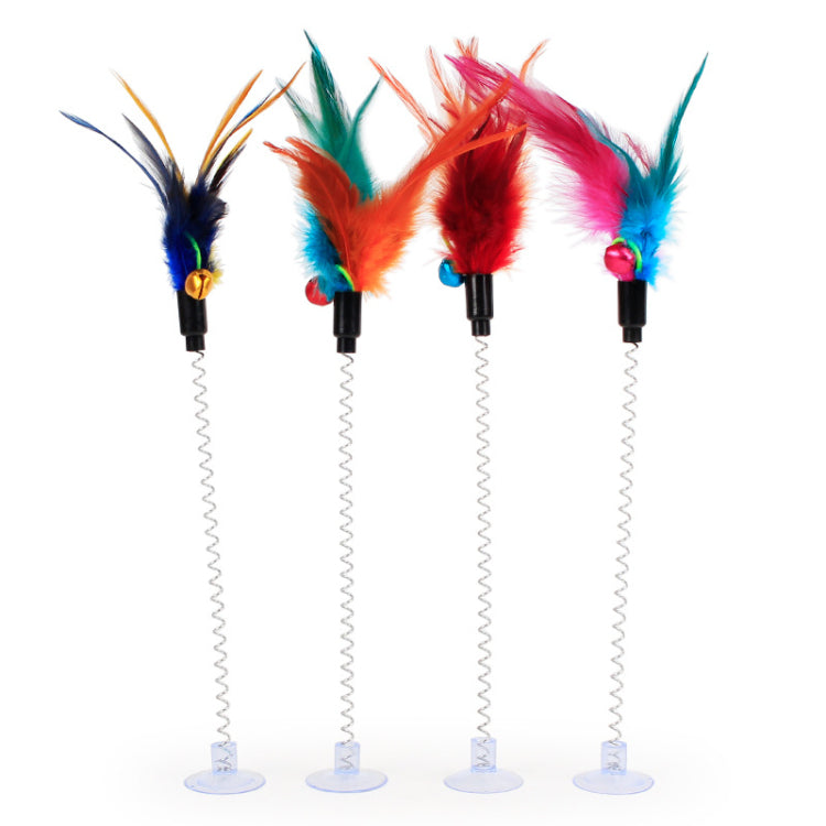 KFX-8459965 Funny Cat Toy Mouse Rod with Sucker and Spring - Interactive Plush Feather Toy for Kittens