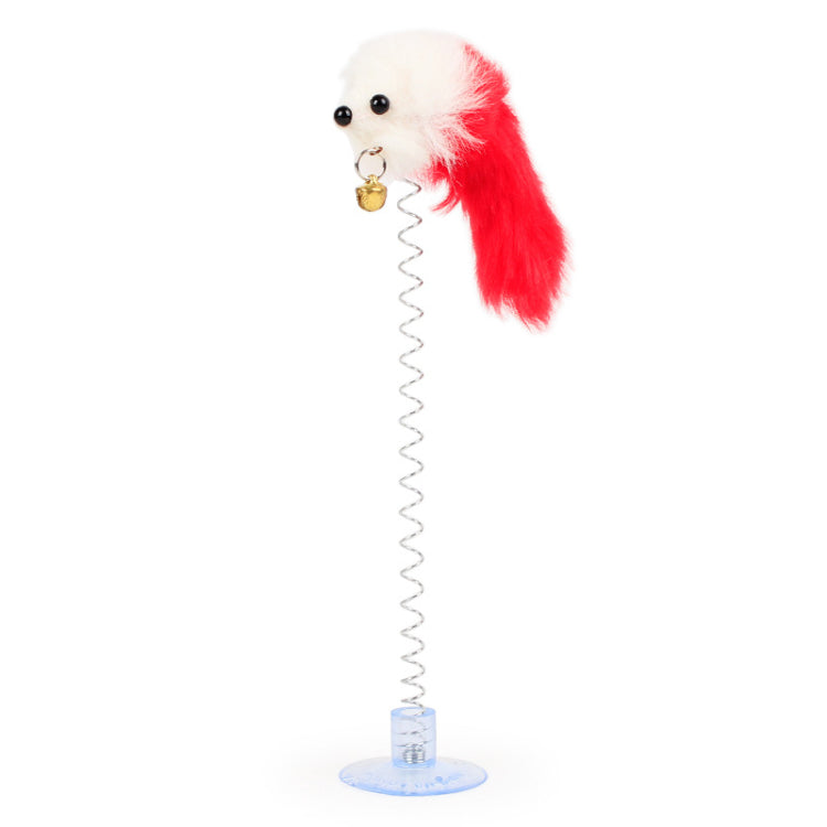 KFX-8459965 Funny Cat Toy Mouse Rod with Sucker and Spring - Interactive Plush Feather Toy for Kittens