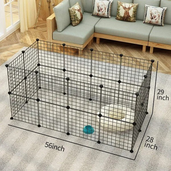 KFX-8460605 Portable Metal Wire Playpen for Small Animals - Guinea Pigs, Rabbits, Hedgehogs, and Hamsters - Indoor and Outdoor Use, Easy Assembly, 24 Panels