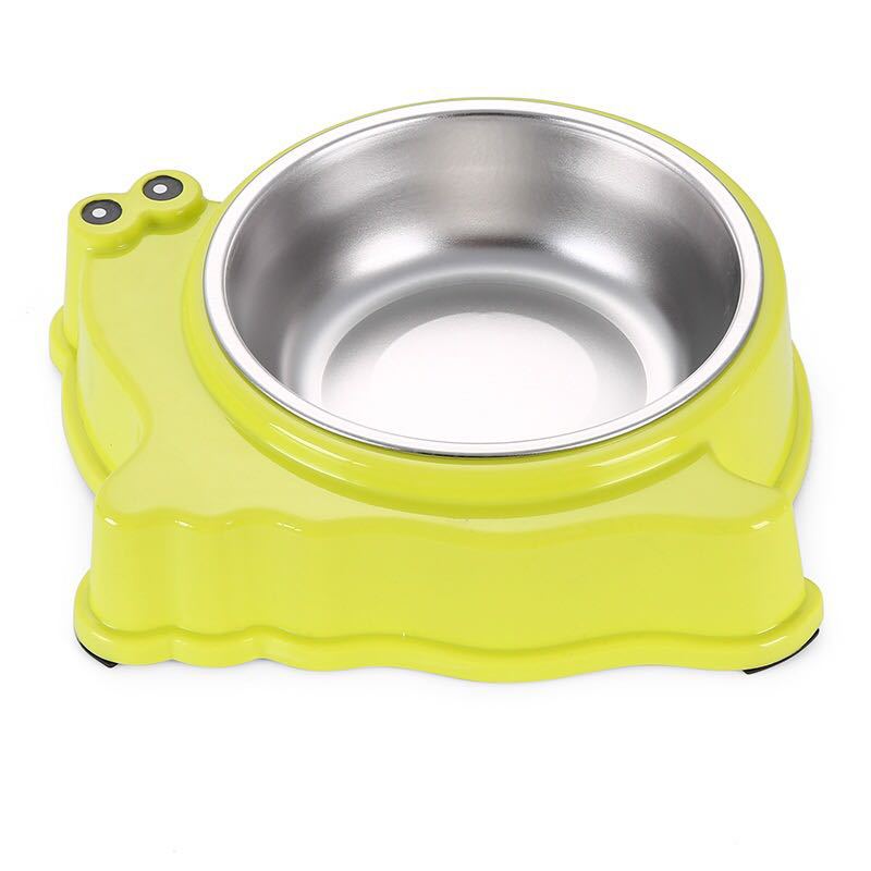 KFX-8461117 Cartoon Snail Shape Stainless Steel Pet Bowl for Food and Water - Pink, Green, Blue