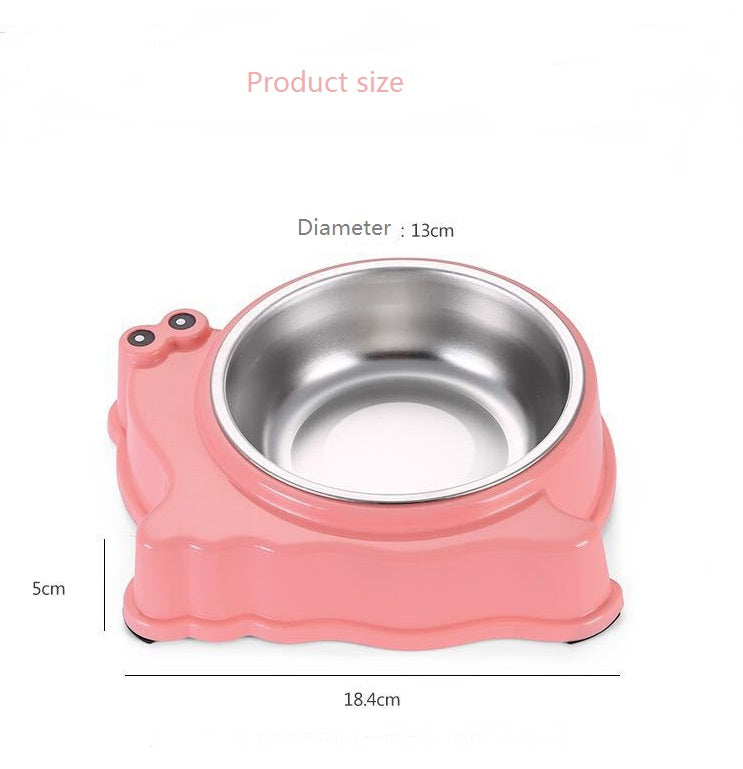 KFX-8461117 Cartoon Snail Shape Stainless Steel Pet Bowl for Food and Water - Pink, Green, Blue