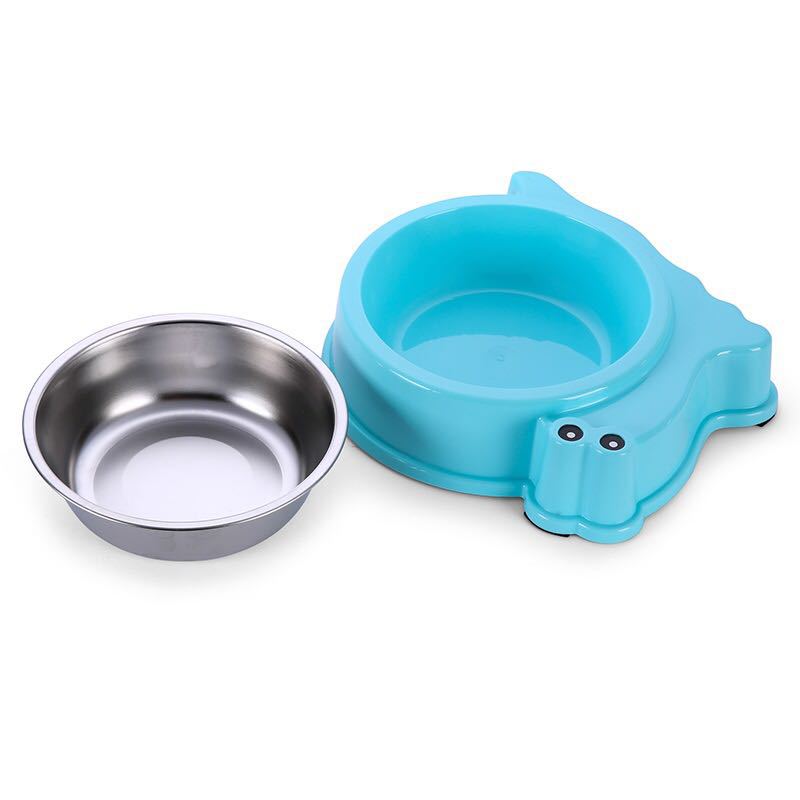 KFX-8461117 Cartoon Snail Shape Stainless Steel Pet Bowl for Food and Water - Pink, Green, Blue