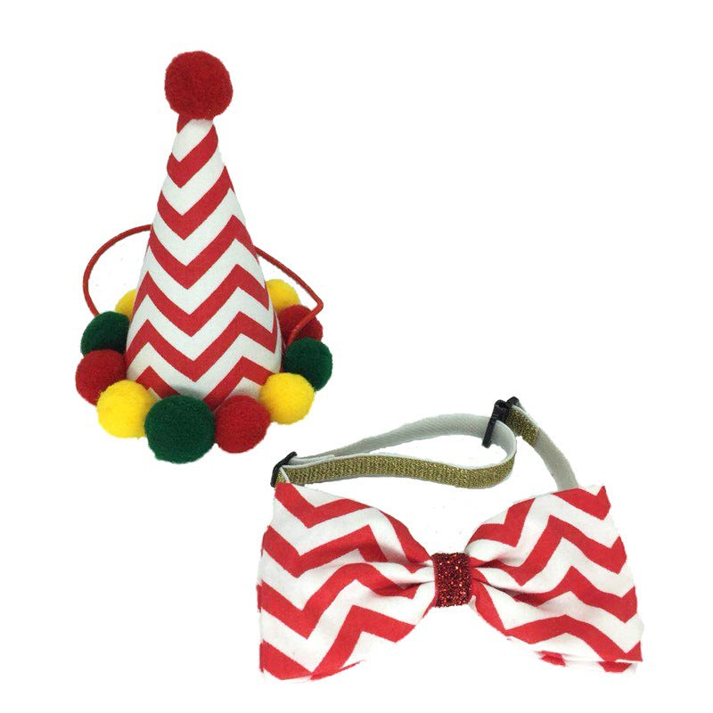KFX-8461501 Festive Christmas Hat and Bow Tie Set for Pets, Cloth Decoration Accessories