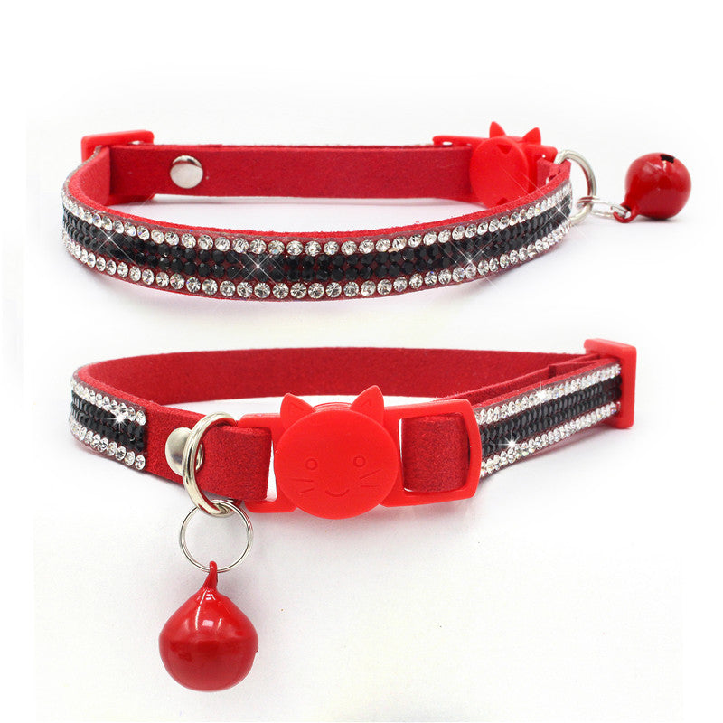 KFX-8462909 Suede Microfiber Cat Collar with Safety Buckle and Bell, Adjustable XS-S Sizes