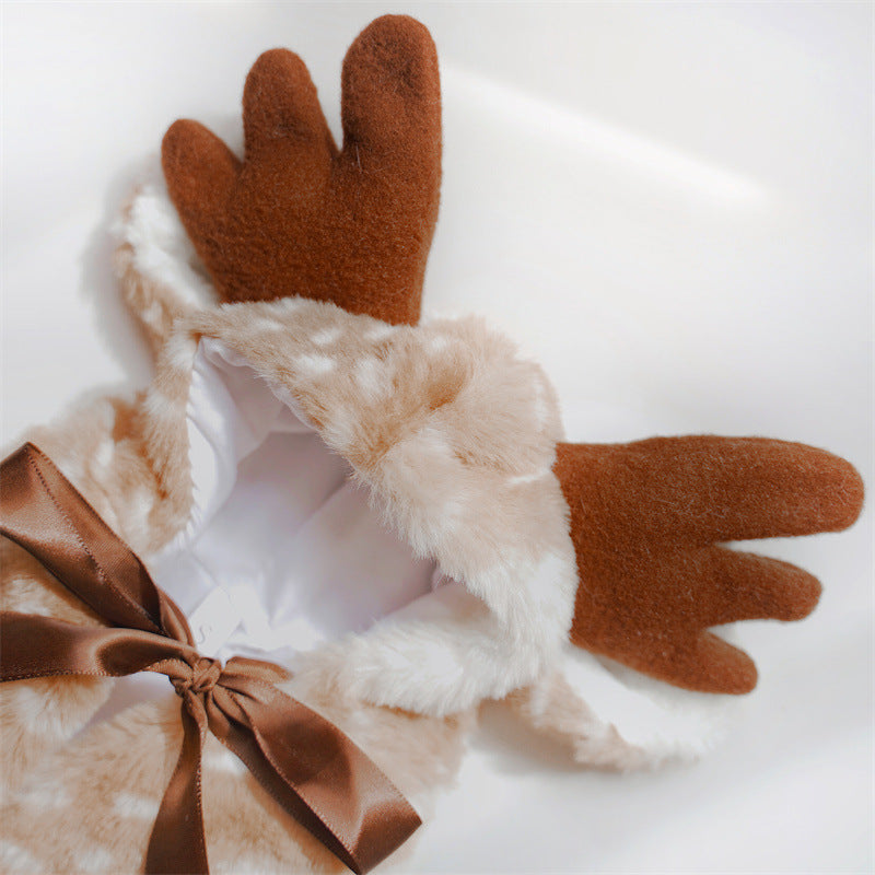 KFX-8463293 Cozy Brown Dot Elk Cloak for Pets - Available in Sizes S, M, L