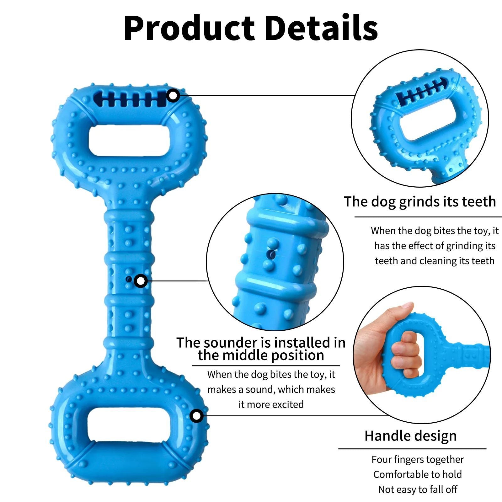 KFX-8463549 Durable Interactive Dog Bone Chew Toy for Aggressive Chewers with Pull Band