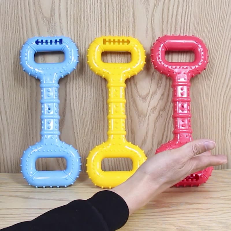 KFX-8463549 Durable Interactive Dog Bone Chew Toy for Aggressive Chewers with Pull Band