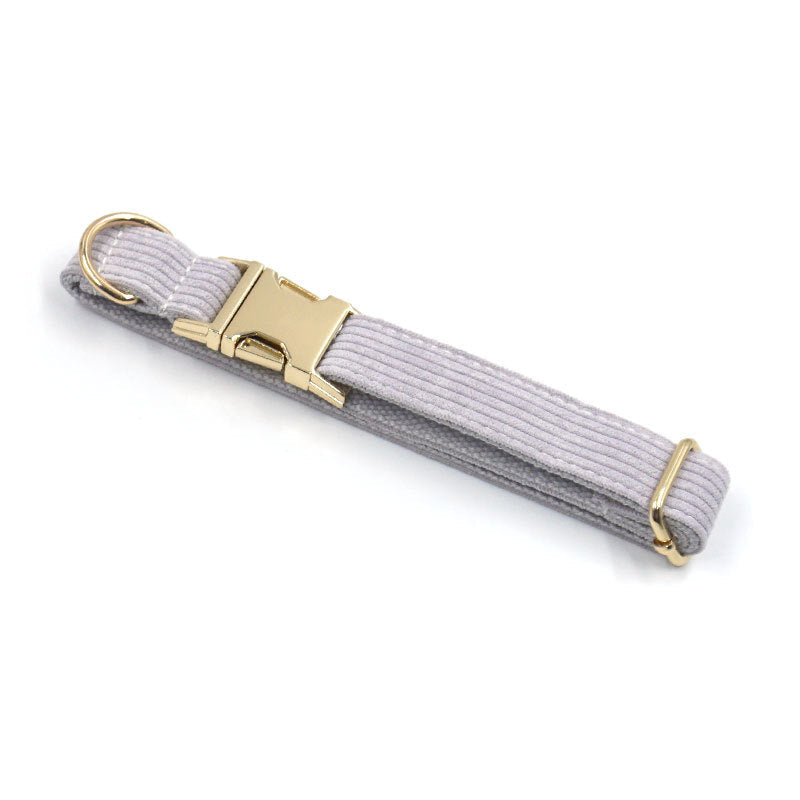 KFX-8466749 Far Mountain Grey Striped Corduroy Dog Collar with DIY Lettering Options