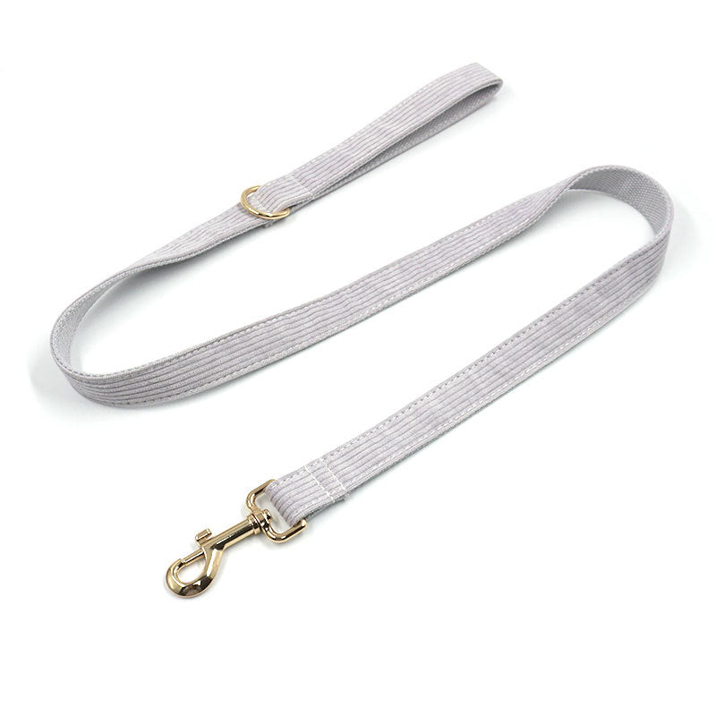 KFX-8466749 Far Mountain Grey Striped Corduroy Dog Collar with DIY Lettering Options