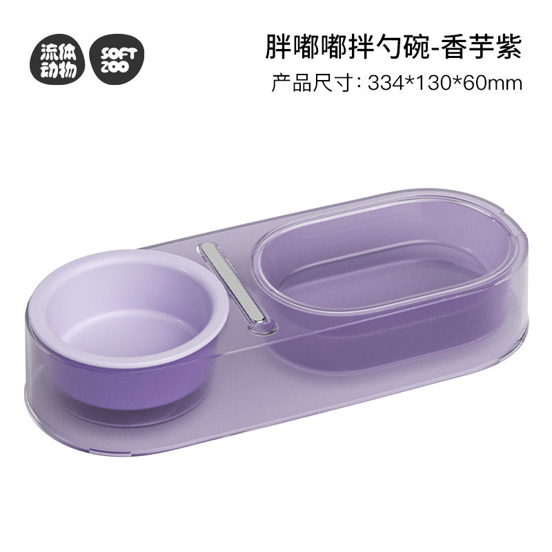 KFX-8466877 Mixed Spoon Bowl for Cats - Taro Purple, Mint Green, Yellow - PC, Stainless Steel, Ceramic