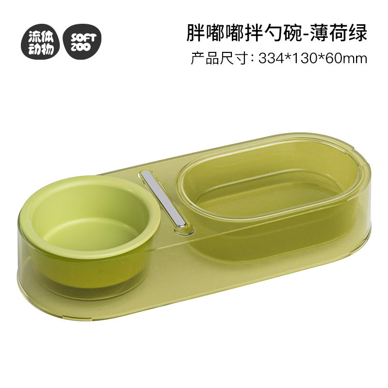 KFX-8466877 Mixed Spoon Bowl for Cats - Taro Purple, Mint Green, Yellow - PC, Stainless Steel, Ceramic