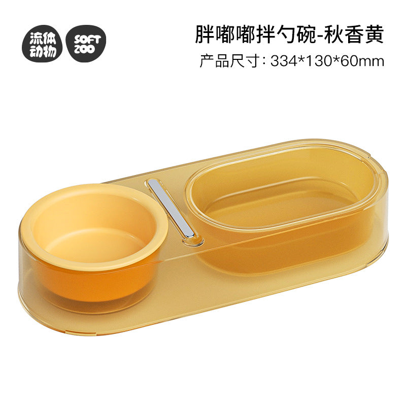 KFX-8466877 Mixed Spoon Bowl for Cats - Taro Purple, Mint Green, Yellow - PC, Stainless Steel, Ceramic