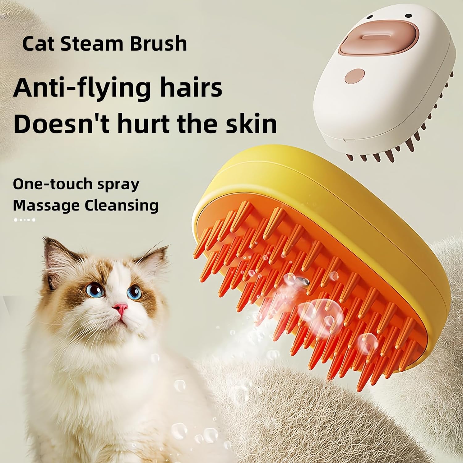 KFX-8468157 3-in-1 Silicone Steam Brush for Cats and Dogs - Grooming, Cleaning, and Massage Tool