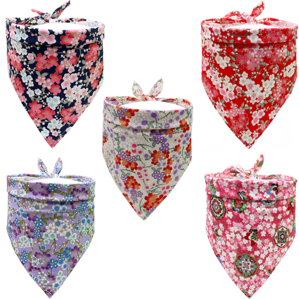KFX-8468285 Cotton Triangle Scarf for Pets - Dog and Wind-Resistant Design, 63x43x43 cm