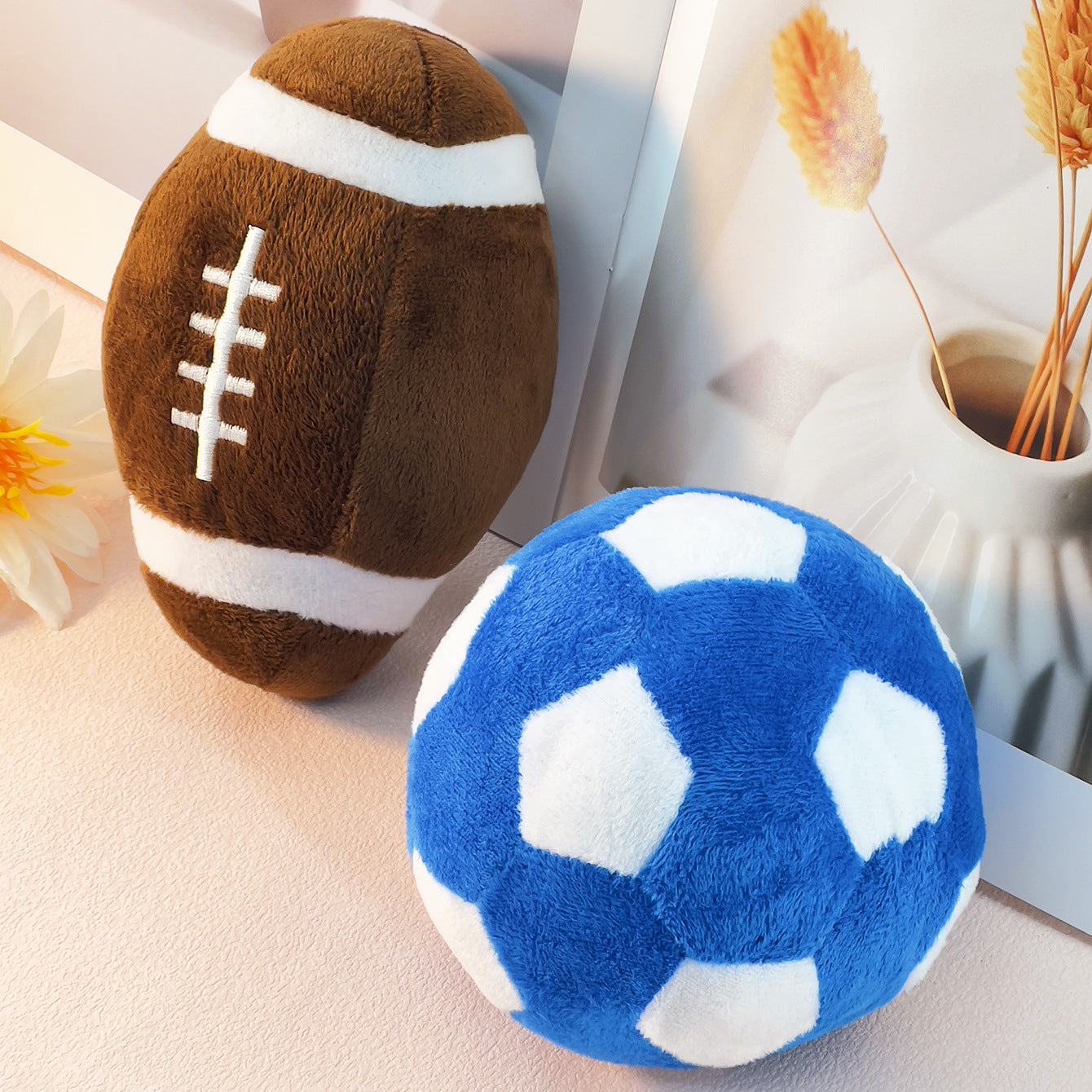 KFX-8470333 Interactive Plush Football and Rugby Dog Training Toy