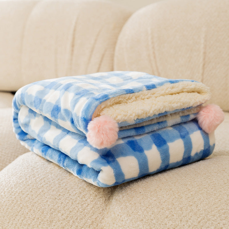 KFX-8473917 Soft Coral Fleece Dog and Cat Blanket - Warm Plush Pad for Cozy Sleeping