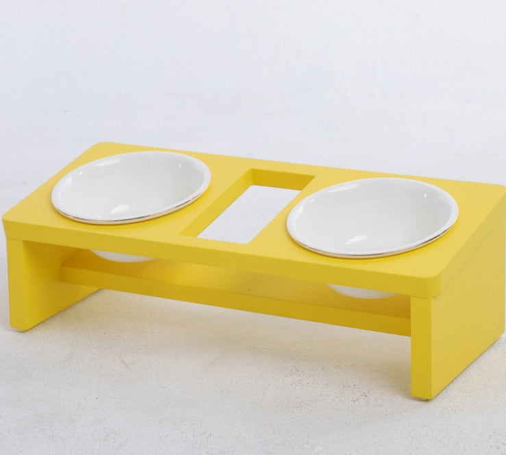 KFX-8476605 Elegant Cat Dish Rack with Bowls and Stents - Multiple Colors Available