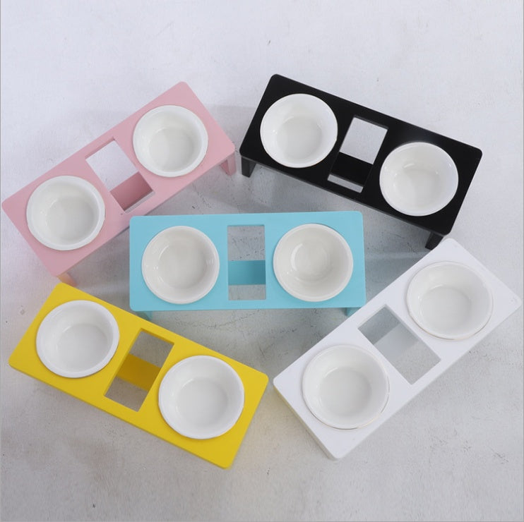 KFX-8476605 Elegant Cat Dish Rack with Bowls and Stents - Multiple Colors Available