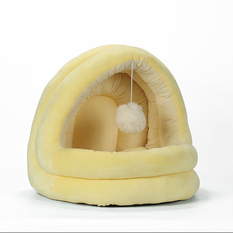 KFX-8480445 Small Doghouse Yurt - Cozy Portable Pet Nest in Gray, Light Pink, or Yellow, S & M Sizes Available