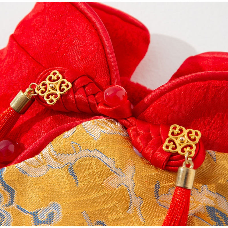 KFX-8480957 Warm Chinese Plum Blossom Brocade Tang Suit for Small Dogs and Cats - Festive Button-up Vest for Autumn and Winter