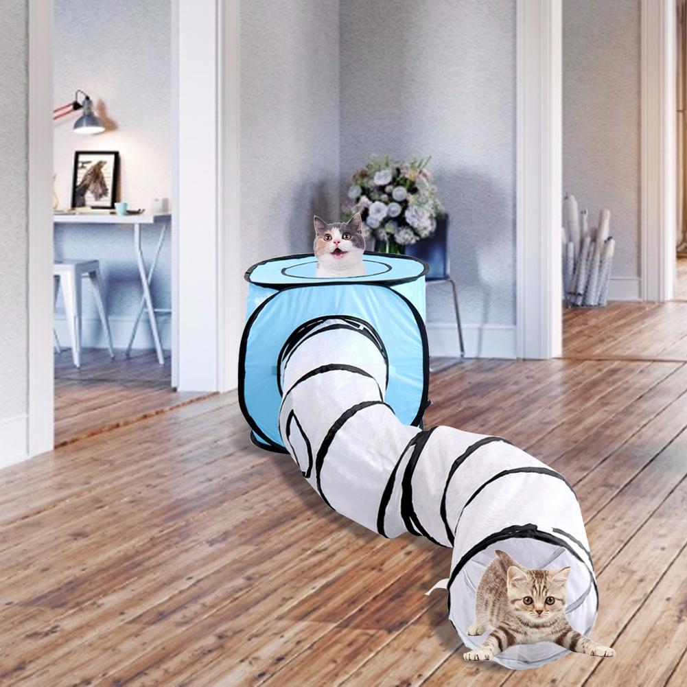 KFX-8481213 Foldable S-Shaped Cat Tunnel Toy for Interactive Play and Exploration - Collapsible Design, Multiple Exits, Polyester, 26cm Diameter, 120cm Length
