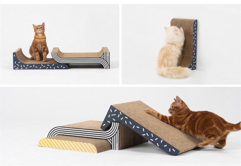 KFX-8482365 3-in-1 Corrugated Cat Scratching Board - Durable and Wear-Resistant