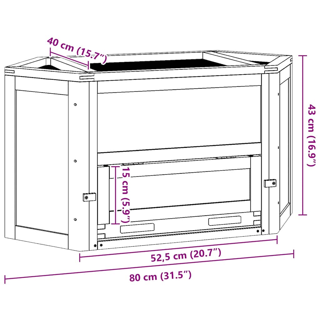 KFX-8483773 Wooden Hamster Cage with Solid Fir Wood, 2 Cabins & Rocking Board, 80x40x43 cm