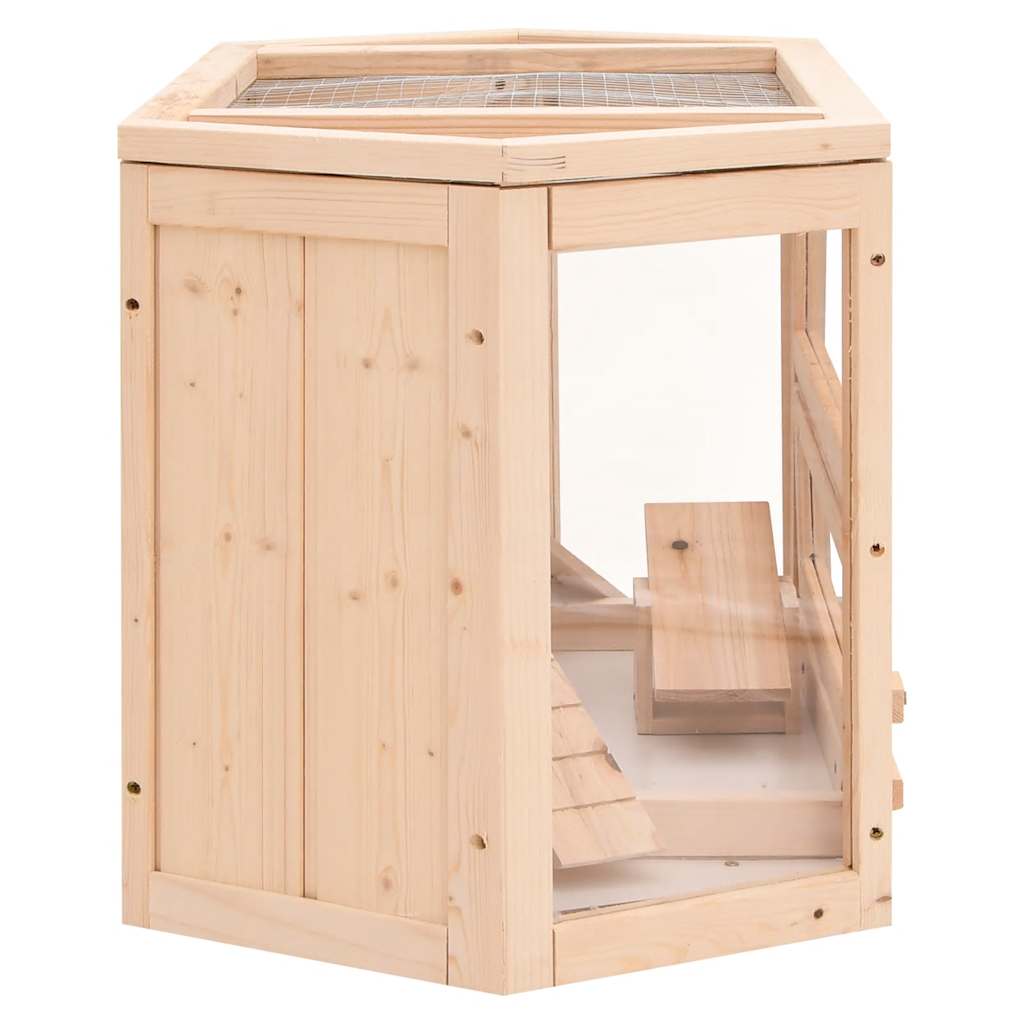 KFX-8483773 Wooden Hamster Cage with Solid Fir Wood, 2 Cabins & Rocking Board, 80x40x43 cm