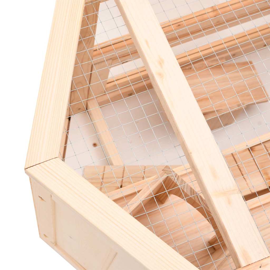 KFX-8483773 Wooden Hamster Cage with Solid Fir Wood, 2 Cabins & Rocking Board, 80x40x43 cm
