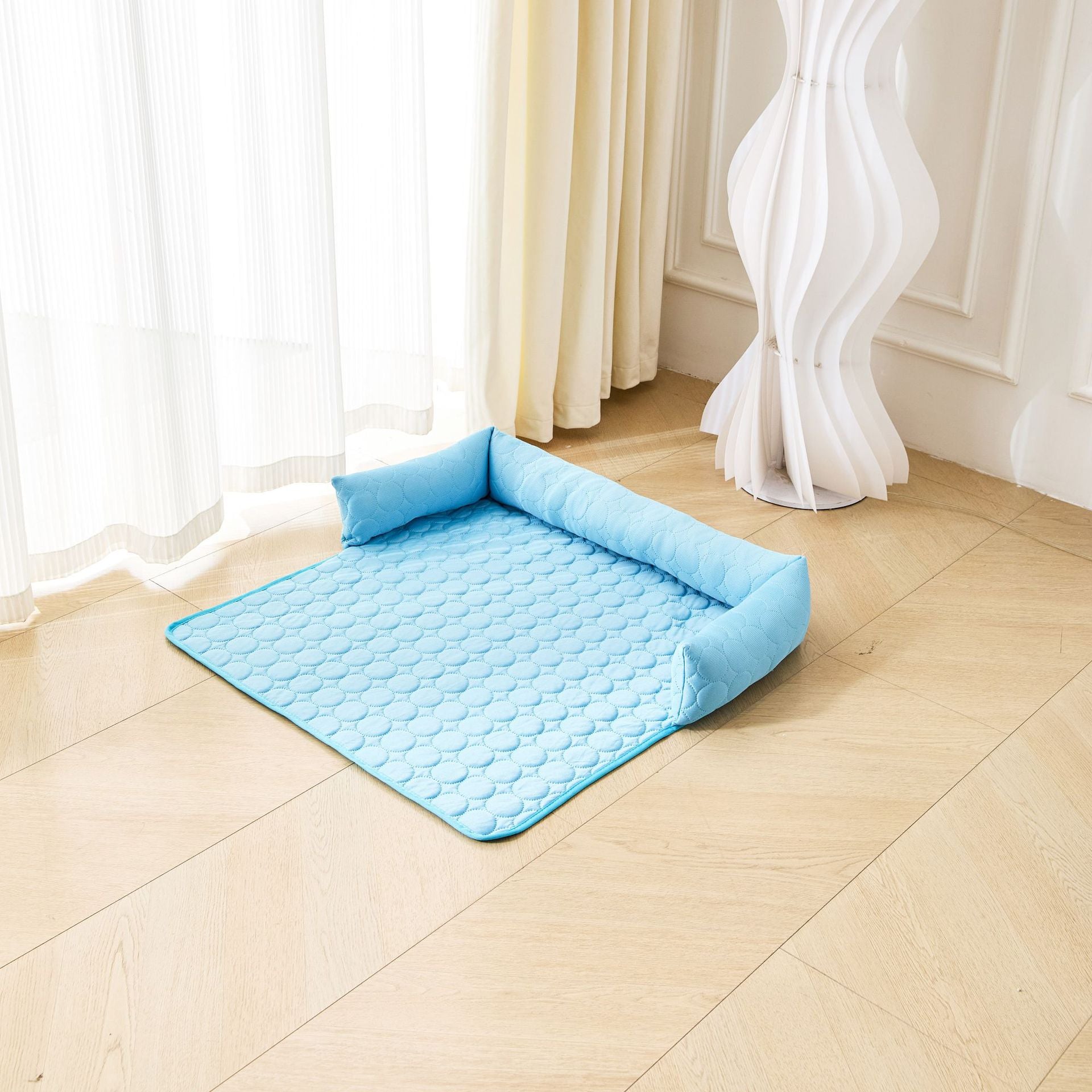 KFX-8484029 Cool Pet Sofa Cushion for Dogs and Cats - Round Shape in Blue, Gray, and Brown, Soft Cloth, 70x70 cm and 90x90 cm Sizes