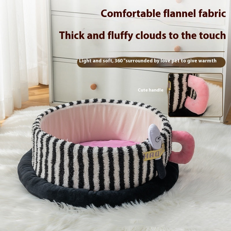KFX-8486205 Striped 3-Piece Pet Cat Kennel Set - Ultra Soft, Free Size, Cozy Nest Variety