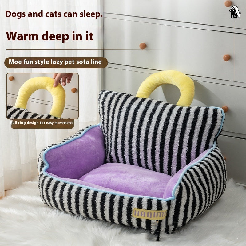 KFX-8486205 Striped 3-Piece Pet Cat Kennel Set - Ultra Soft, Free Size, Cozy Nest Variety