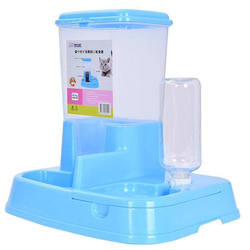 KFX-8488125 Automatic Dual Purpose Pet Feeder and Water Bowl with 3kg Grain Capacity and 500ml Water Bottle