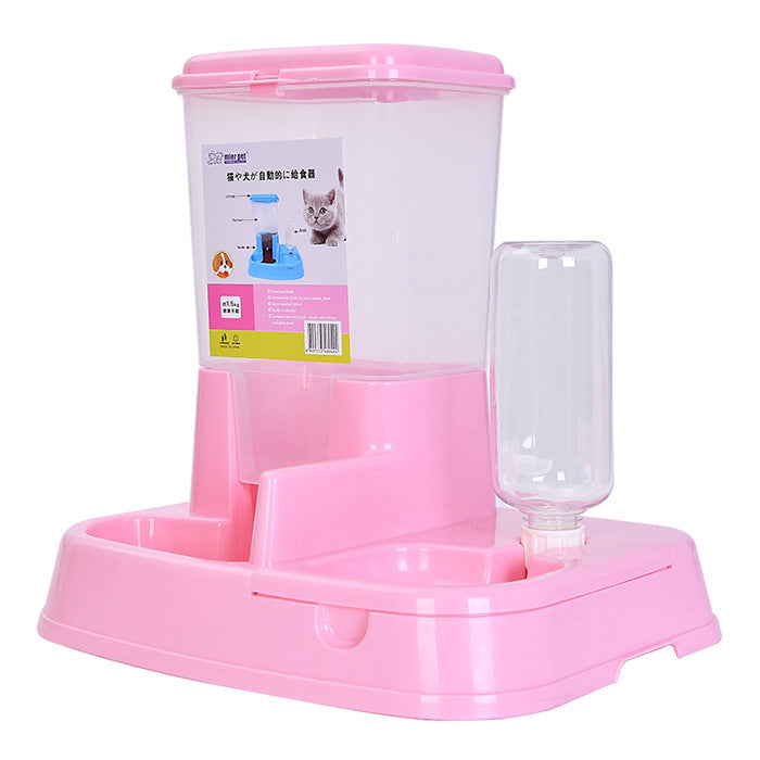 KFX-8488125 Automatic Dual Purpose Pet Feeder and Water Bowl with 3kg Grain Capacity and 500ml Water Bottle
