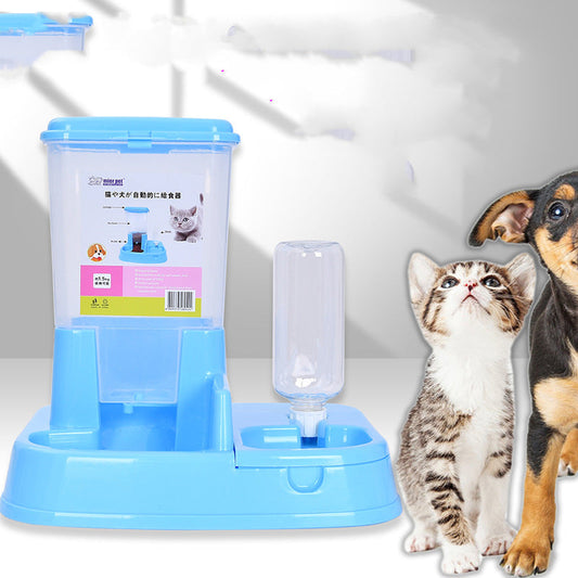 KFX-8488125 Automatic Dual Purpose Pet Feeder and Water Bowl with 3kg Grain Capacity and 500ml Water Bottle