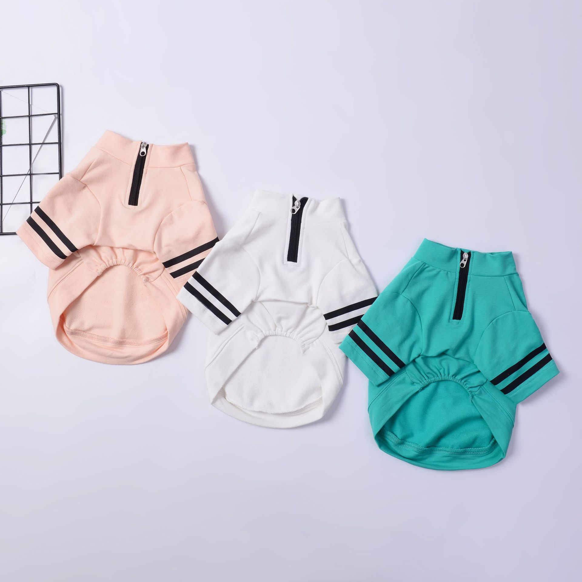 KFX-8488509 Casual Cotton Dog Clothes for Puppies - Soft Stretch Clothing in Pink, White, and Green