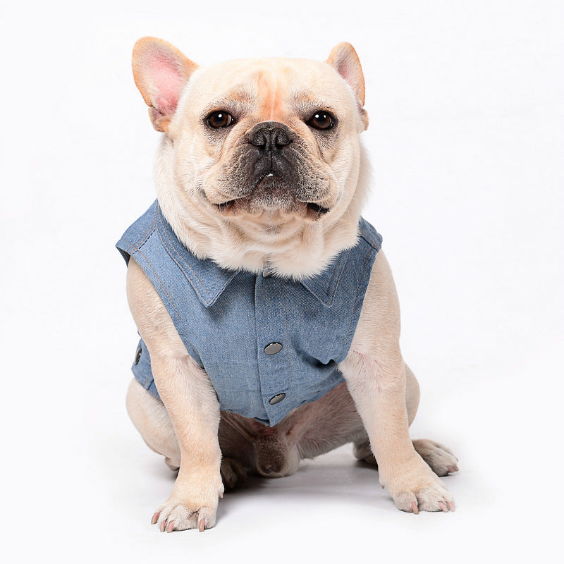 KFX-8490301 Casual Embroidered Denim Vest for Pets, Fit for Small to Medium Dogs