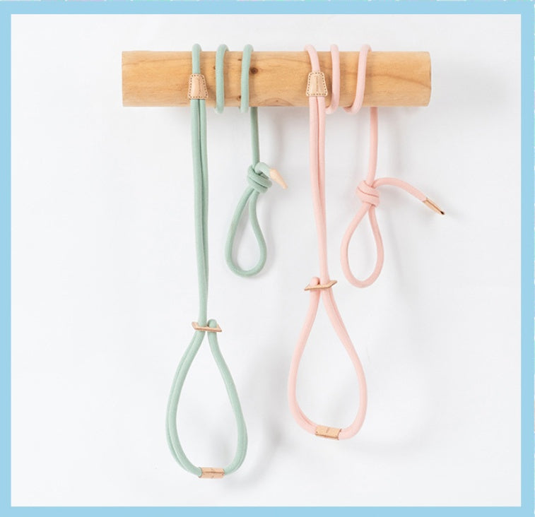KFX-8491709 Integrated Round Rope Dog Leash in Green and Pink - Durable Cloth Traction Belt
