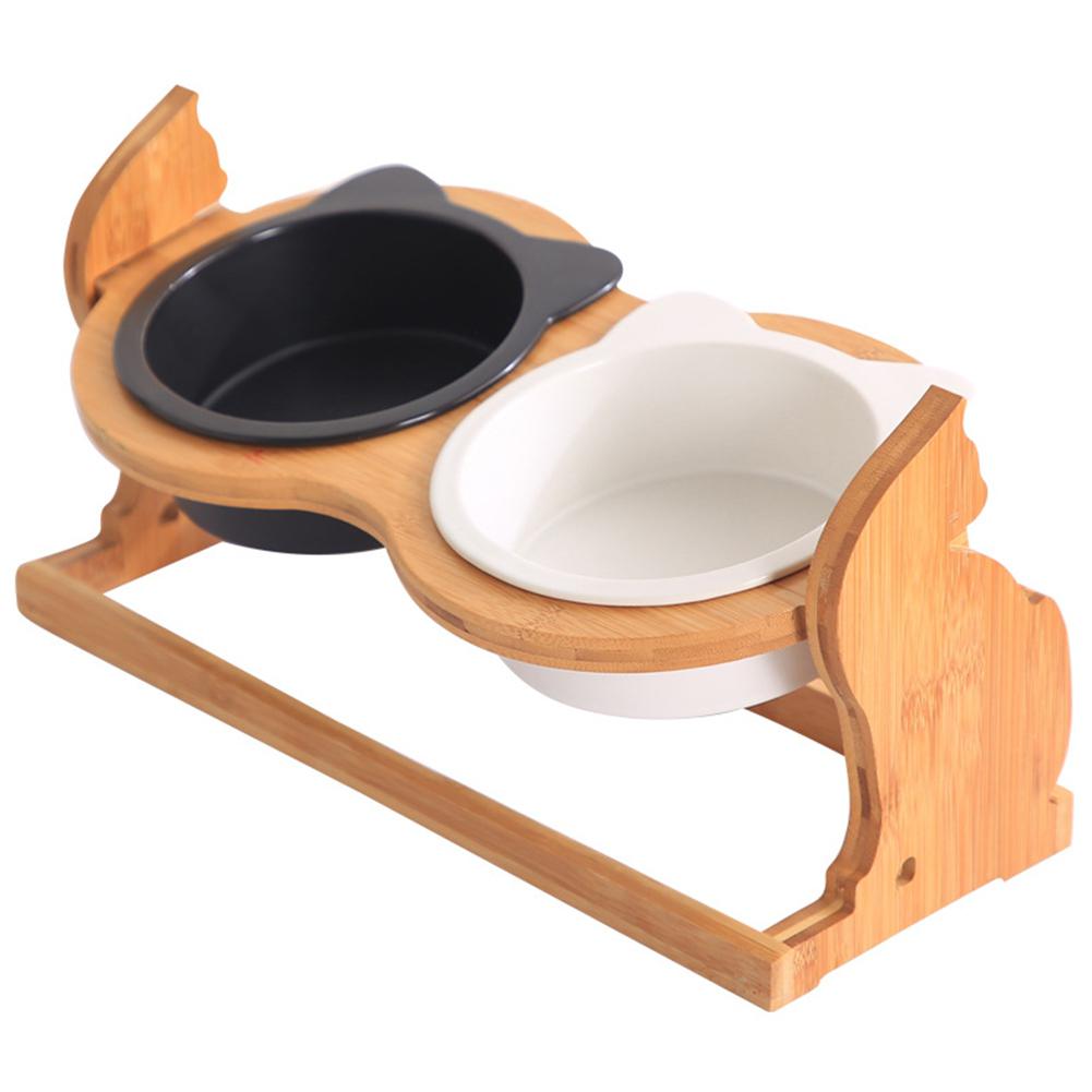 KFX-8493885 Ceramic Cat Food Bowl with Stand - Available in Single or Double Options