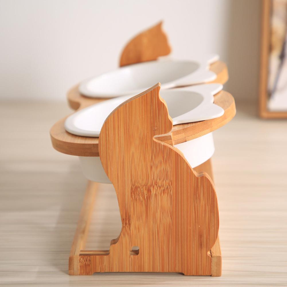 KFX-8493885 Ceramic Cat Food Bowl with Stand - Available in Single or Double Options