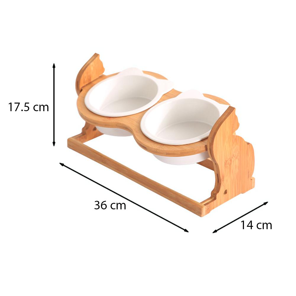 KFX-8493885 Ceramic Cat Food Bowl with Stand - Available in Single or Double Options