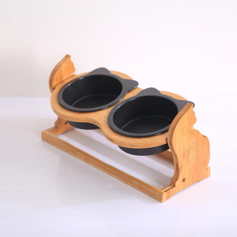 KFX-8493885 Ceramic Cat Food Bowl with Stand - Available in Single or Double Options