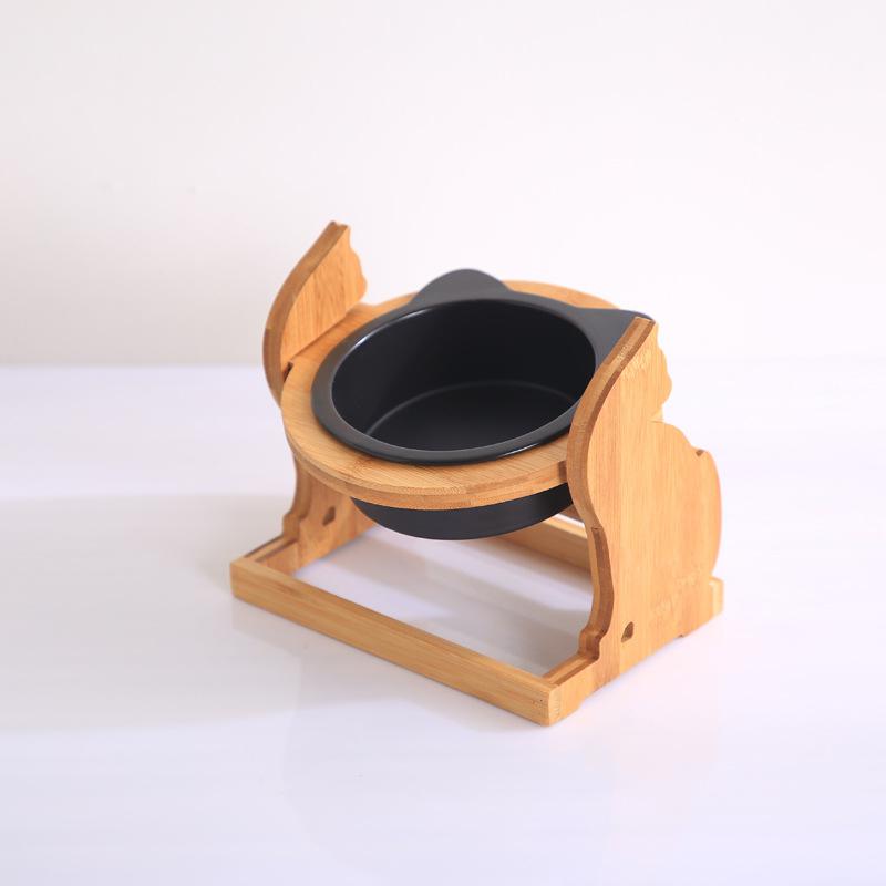 KFX-8493885 Ceramic Cat Food Bowl with Stand - Available in Single or Double Options
