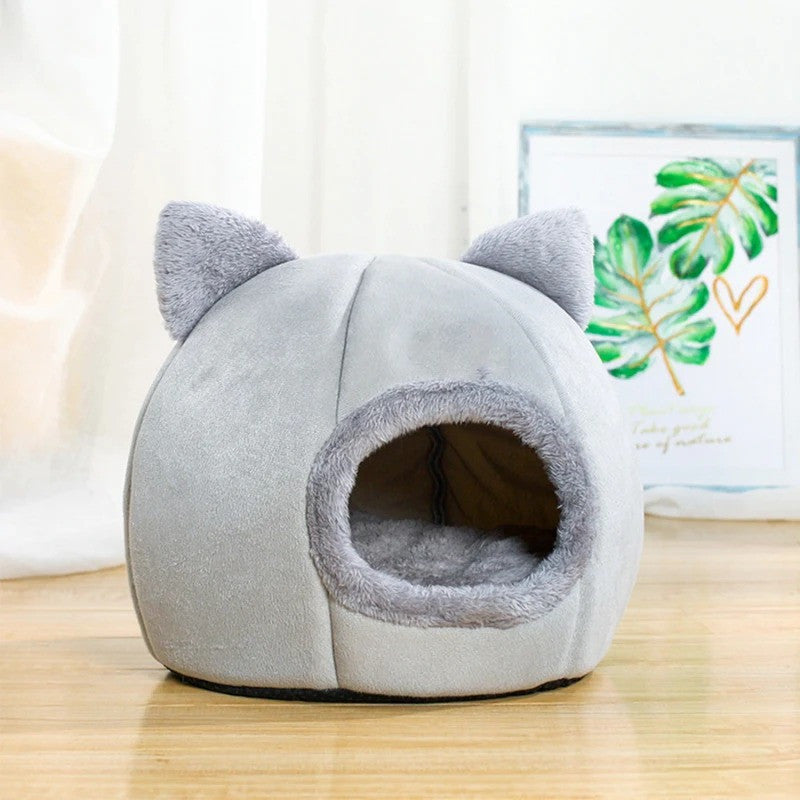KFX-8497725 Removable and Washable Cat Sleeping Mat with Arctic Velvet and PP Cotton in Grey