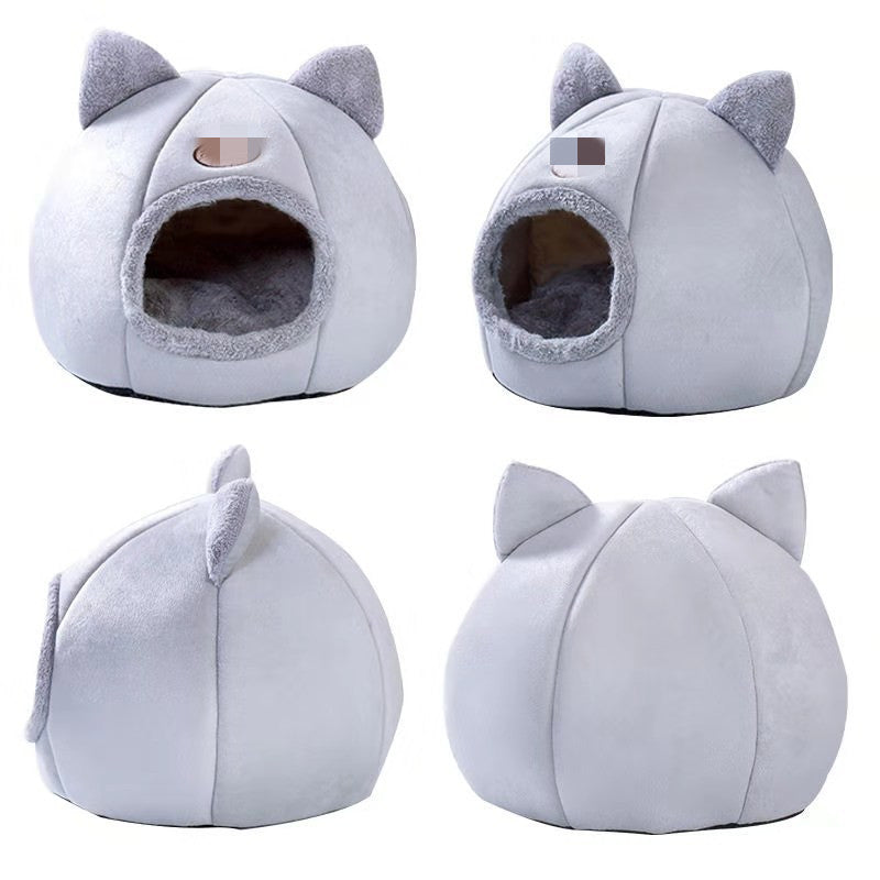 KFX-8497725 Removable and Washable Cat Sleeping Mat with Arctic Velvet and PP Cotton in Grey